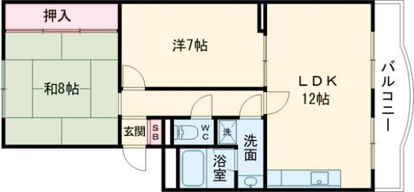 サンプラザ東三倉堂(2LDK/3階)の間取り写真