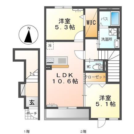 コンフォートハイム 2LDK(2LDK/2階)の間取り写真