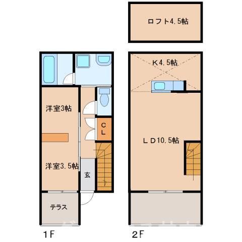 ECHT(2LDK/1階)の間取り写真