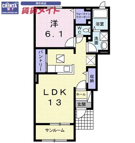 ブレッシング ビレッジ G(1LDK/1階)の間取り写真