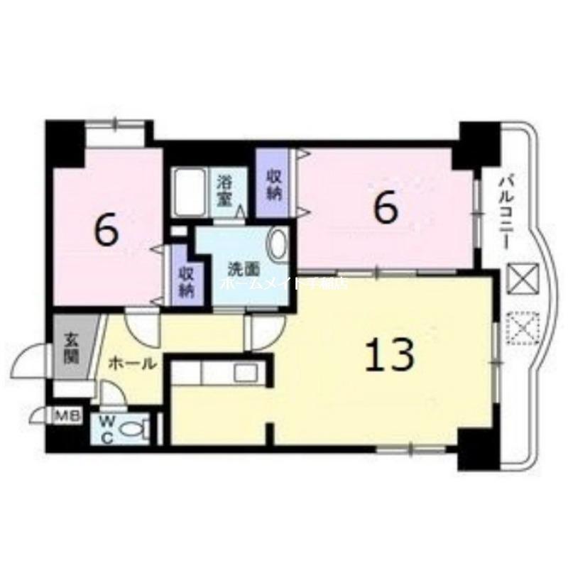 ライトリバー参番館(2LDK/6階)の間取り写真