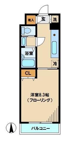 エスタシオン 和田(1K/2階)の間取り写真