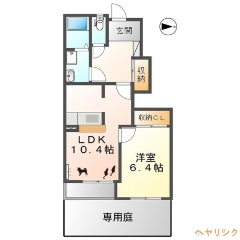 パークヒルズ城土(1LDK/1階)の間取り写真