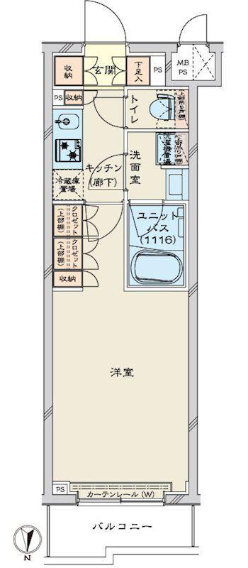 ルーブル川崎鷺沼(1K/1階)の間取り写真