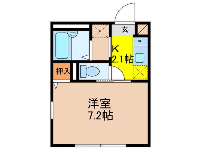 れんげハイツ(1K/1階)の間取り写真