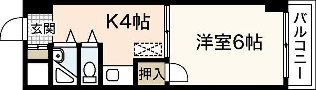 アルカサール大芝(1K/4階)の間取り写真