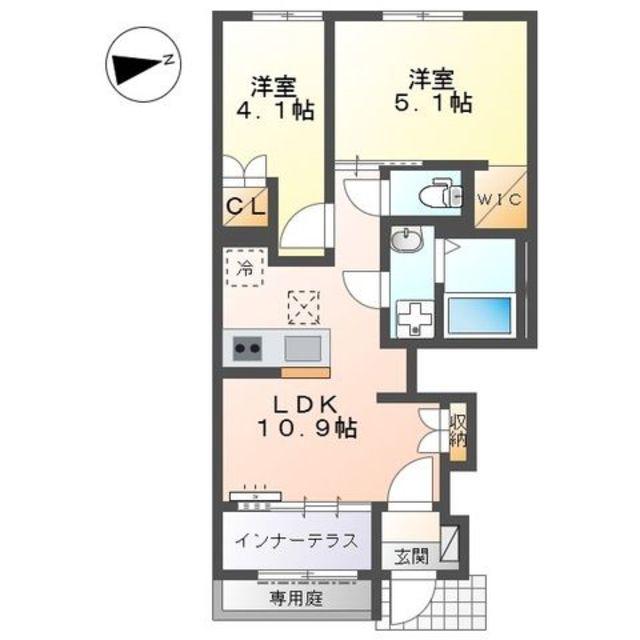 シャインテラス・アベニール(2LDK/1階)の間取り写真