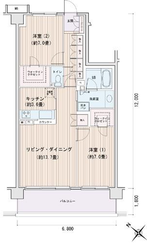 エスティメゾン豊洲レジデンスD棟(2LDK/6階)の間取り写真