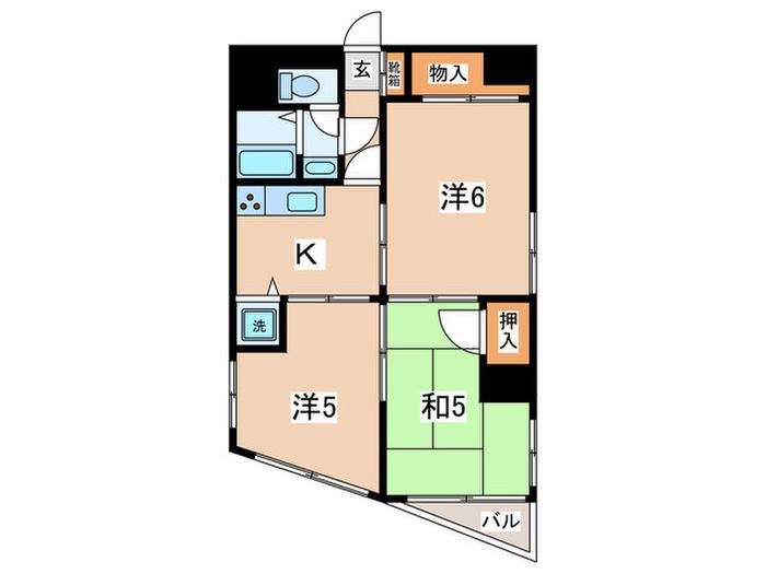 アーバンハイツ新倉(3K/2階)の間取り写真