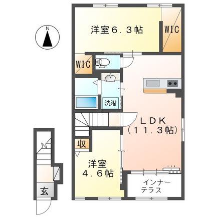 リーリエ(2LDK/2階)の間取り写真