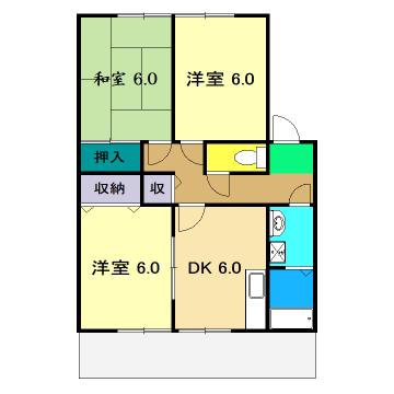 メゾンドール宮地I(3DK/1階)の間取り写真
