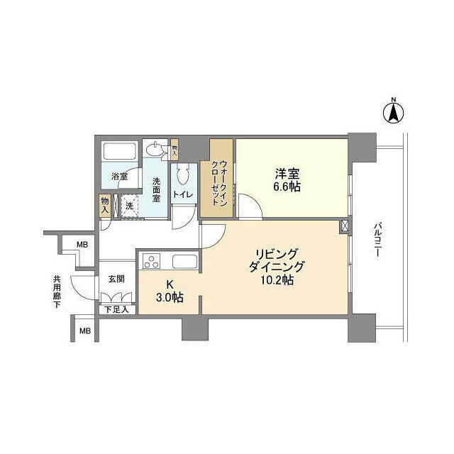 豊洲シエルタワー(1LDK/30階)の間取り写真