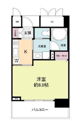 レジディア神戸元町(1K/11階)の間取り写真
