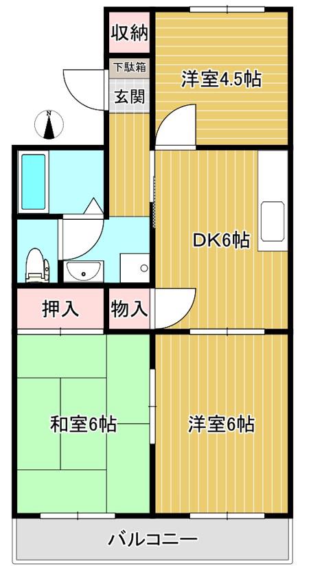 メゾン鏑木(3DK/2階)の間取り写真