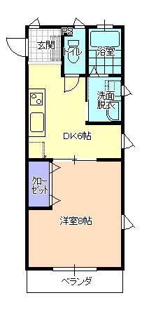 コーポサンチェリー(1DK/2階)の間取り写真