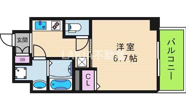 レオンコンフォート上本町(1K/14階)の間取り写真