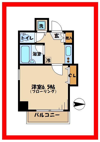 スパシエ府中駅前(1K/6階)の間取り写真