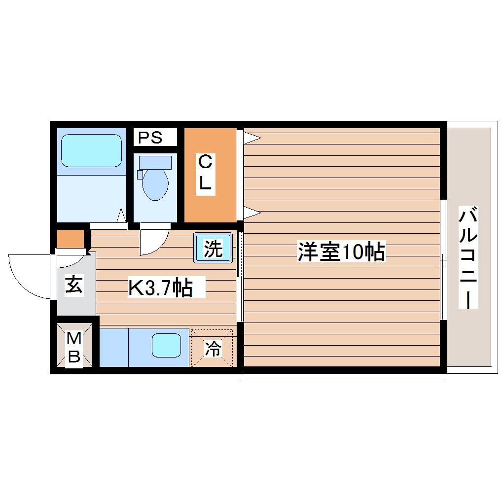 サウスコートアイハラ(1K/2階)の間取り写真