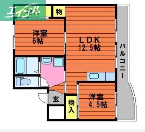 KAI TERRACE II(2LDK/2階)の間取り写真