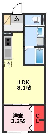 IDEN OAK(1K/2階)の間取り写真