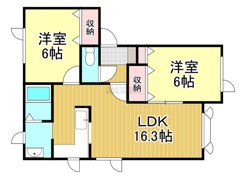 メゾンモンターニュ(2LDK/2階)の間取り写真