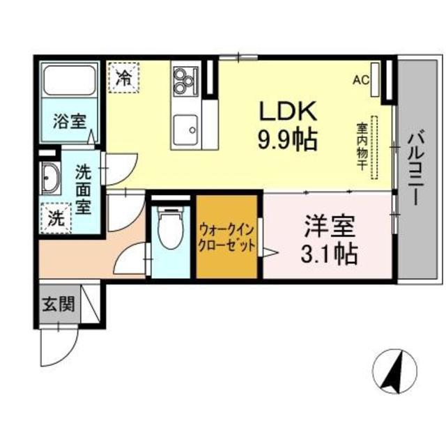 ビバル上近江(1LDK/2階)の間取り写真
