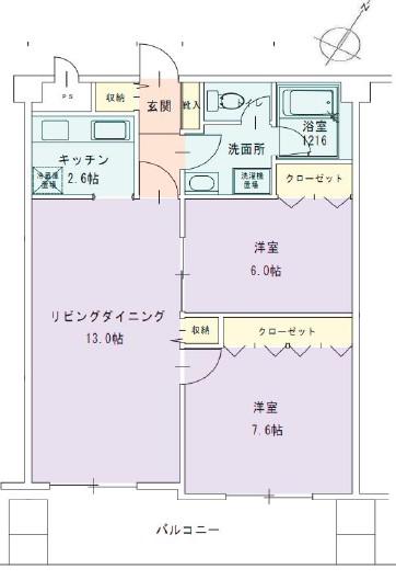 東八重洲レジデンス(2LDK/12階)の間取り写真