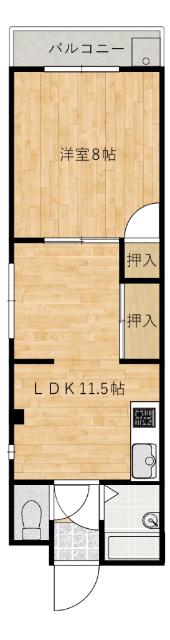 川村ビル(1LDK/3階)の間取り写真