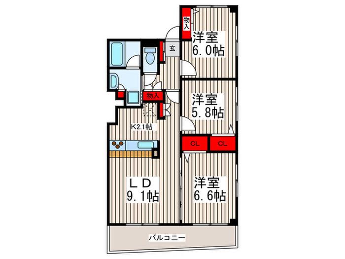 グリーンステージ(3LDK/4階)の間取り写真