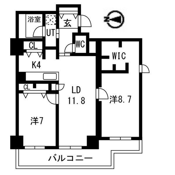 シティコート目黒(2LDK/6階)の間取り写真