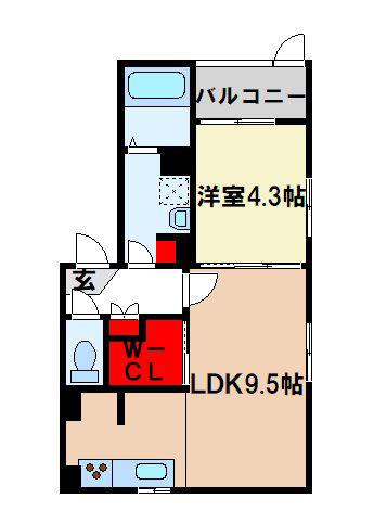 CB小郡エコル(1LDK/3階)の間取り写真