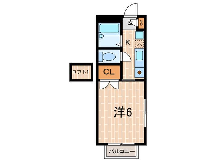 パラドール芦屋(1K/2階)の間取り写真