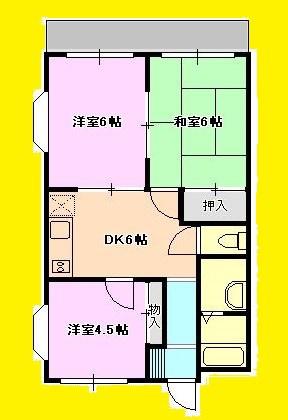 グリーンアベニューⅡ号棟(3DK/1階)の間取り写真