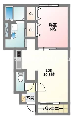 アムールラスター(1LDK/1階)の間取り写真