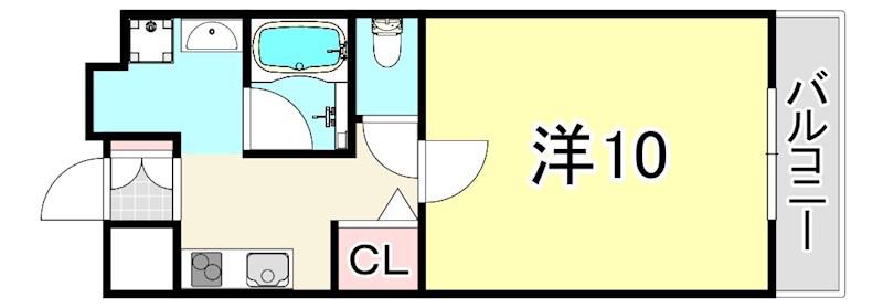 アクア西宮本町(1K/2階)の間取り写真