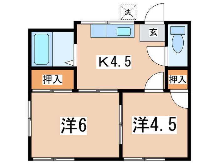 千石コーポ(2K/2階)の間取り写真