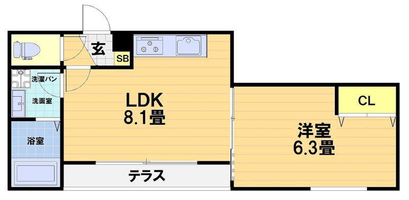 MIREI烏丸五条(1LDK/3階)の間取り写真