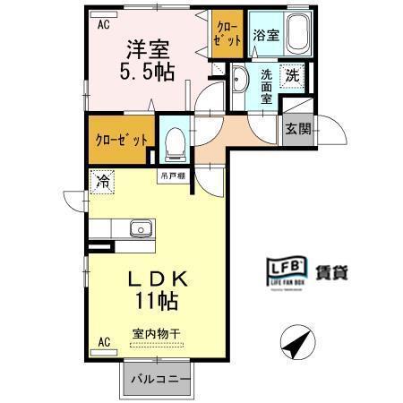 ハイデンレースラインI(1LDK/1階)の間取り写真