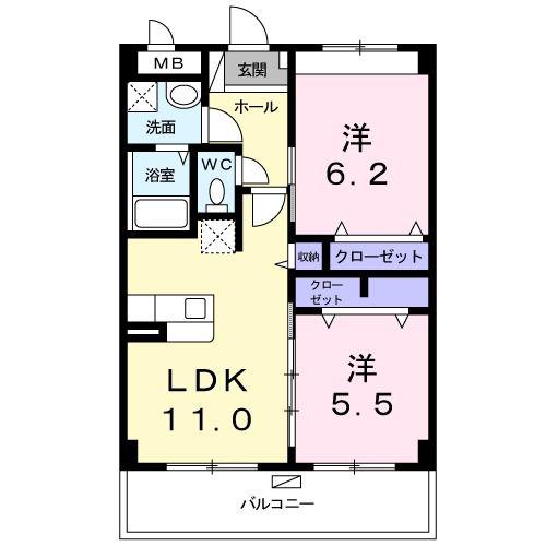 テイスト ハウス(2LDK/2階)の間取り写真
