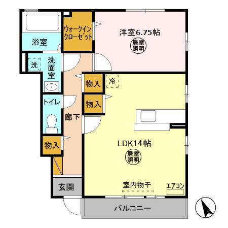 サニーパティオA(1LDK/1階)の間取り写真