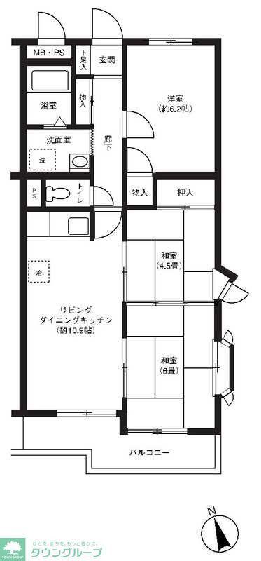 フォーラム川口(3LDK/3階)の間取り写真