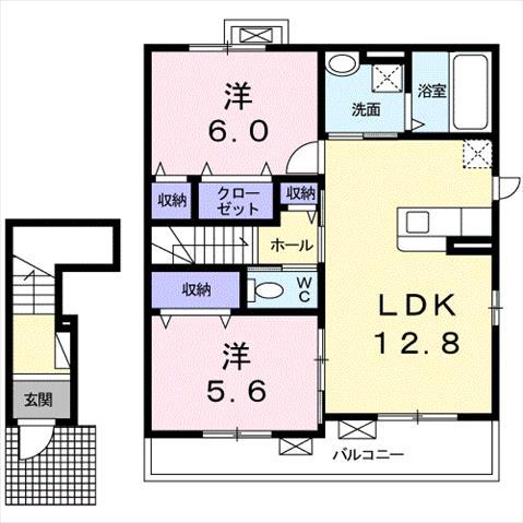 デーアC(2LDK/2階)の間取り写真