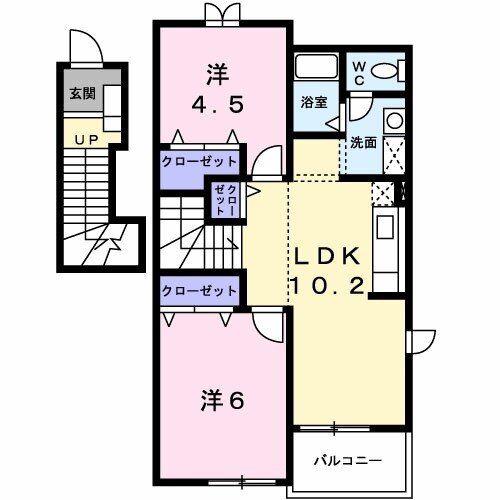 ESTPALAZZO(2LDK/2階)の間取り写真