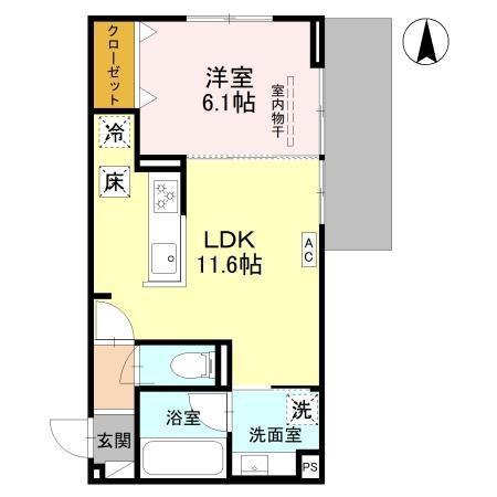 ノースガーデンM(1LDK/1階)の間取り写真