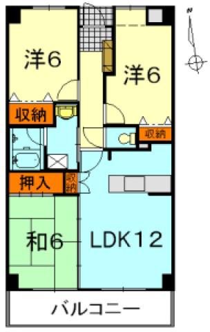 リビエール昭和町(3LDK/3階)の間取り写真