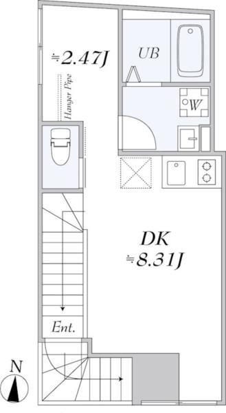 LALA CUBE(1DK/2階)の間取り写真