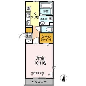 セルレア(1K/1階)の間取り写真