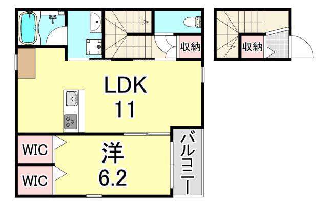 スマートコート西宮ANNEX(1LDK/2階)の間取り写真