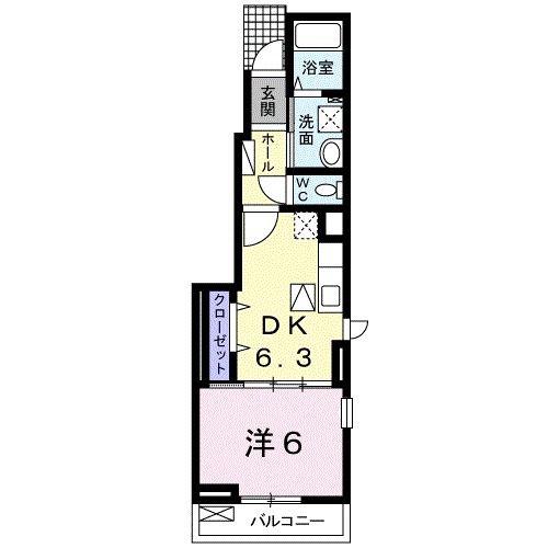 ヴィレッタ新宮(1DK/1階)の間取り写真