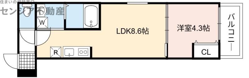 フジパレス鴫野東ウエスト(1LDK/2階)の間取り写真